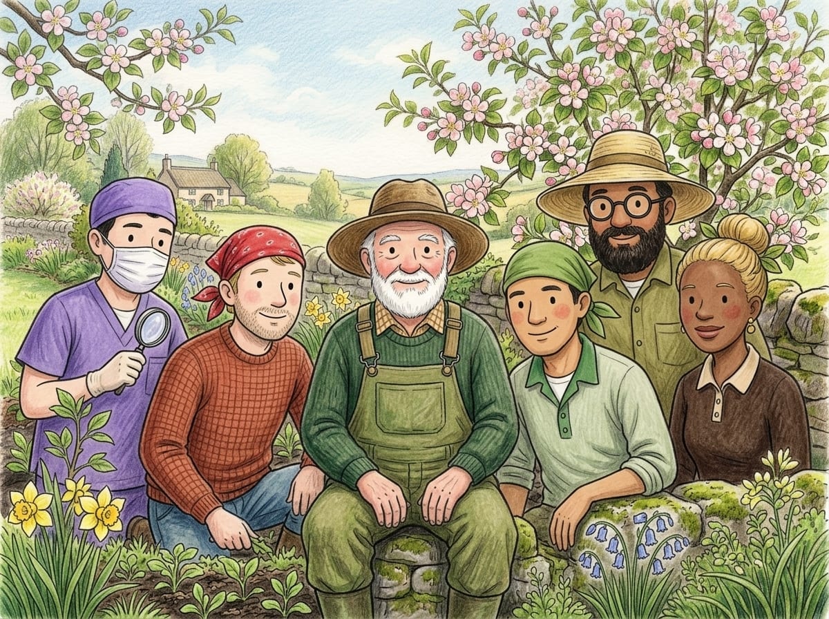 The six Bozlea advisers together in a cottage garden