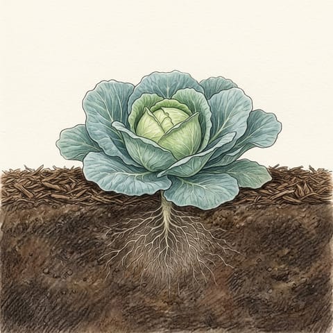 A cabbage with its heart starting to form