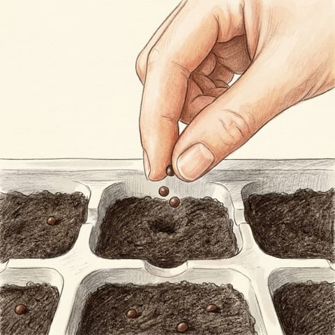Kale seeds being sown into a module tray