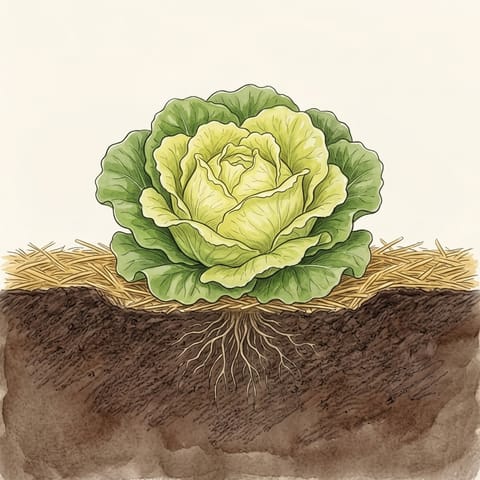 A full-grown lettuce with a round heart